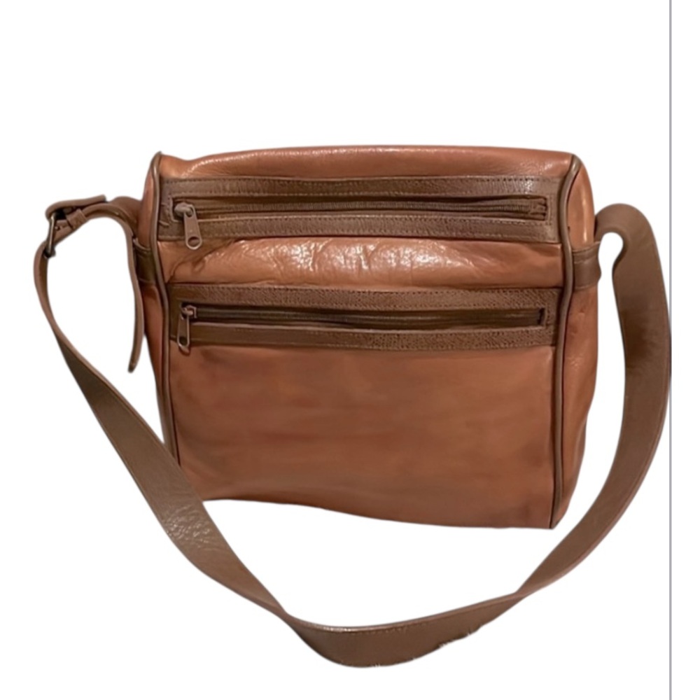 Vintage Rare Robinson’s Two-tone Tan Brown Soft Leather Designer Shoulder Bag
